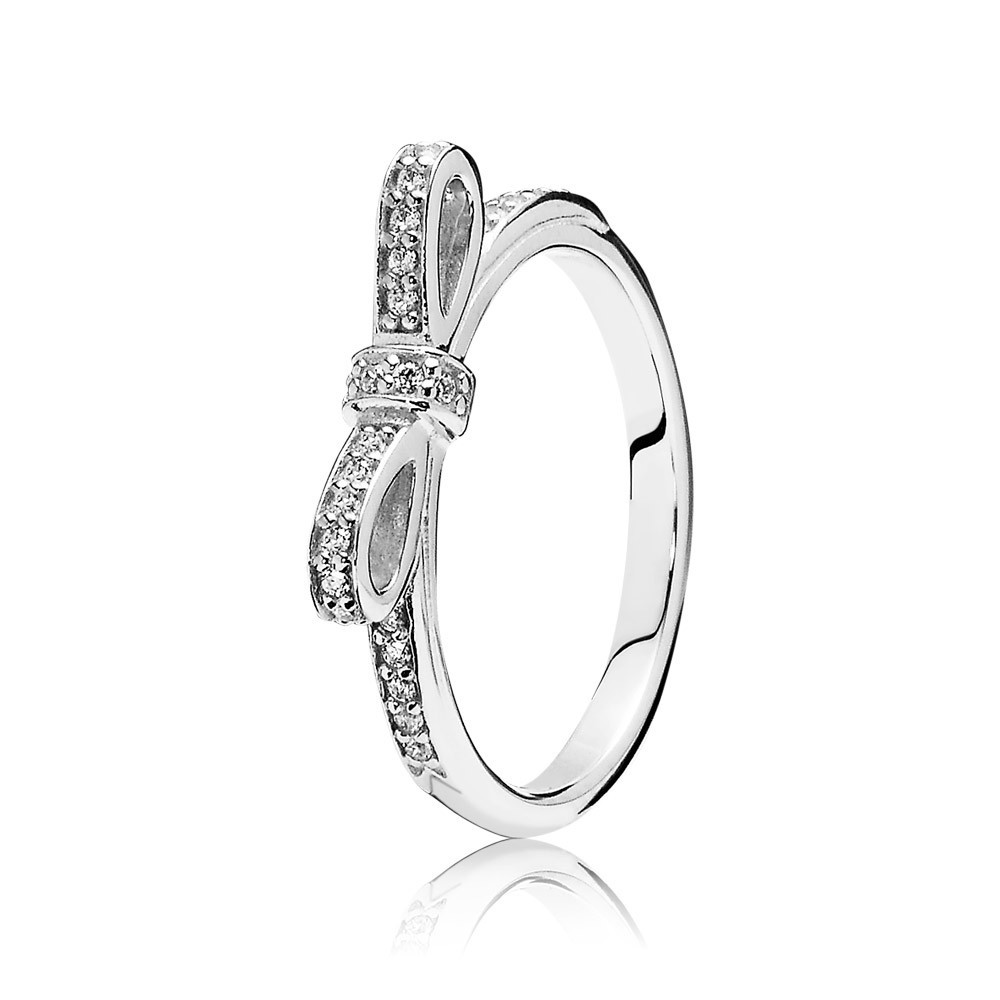 Pandora Sparkling Bow Clear Cz Ring