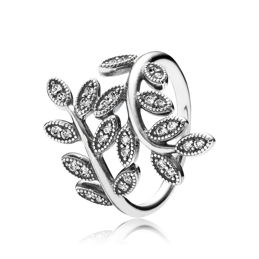 Pandora Sparkling Leaves Clear Cz Ring