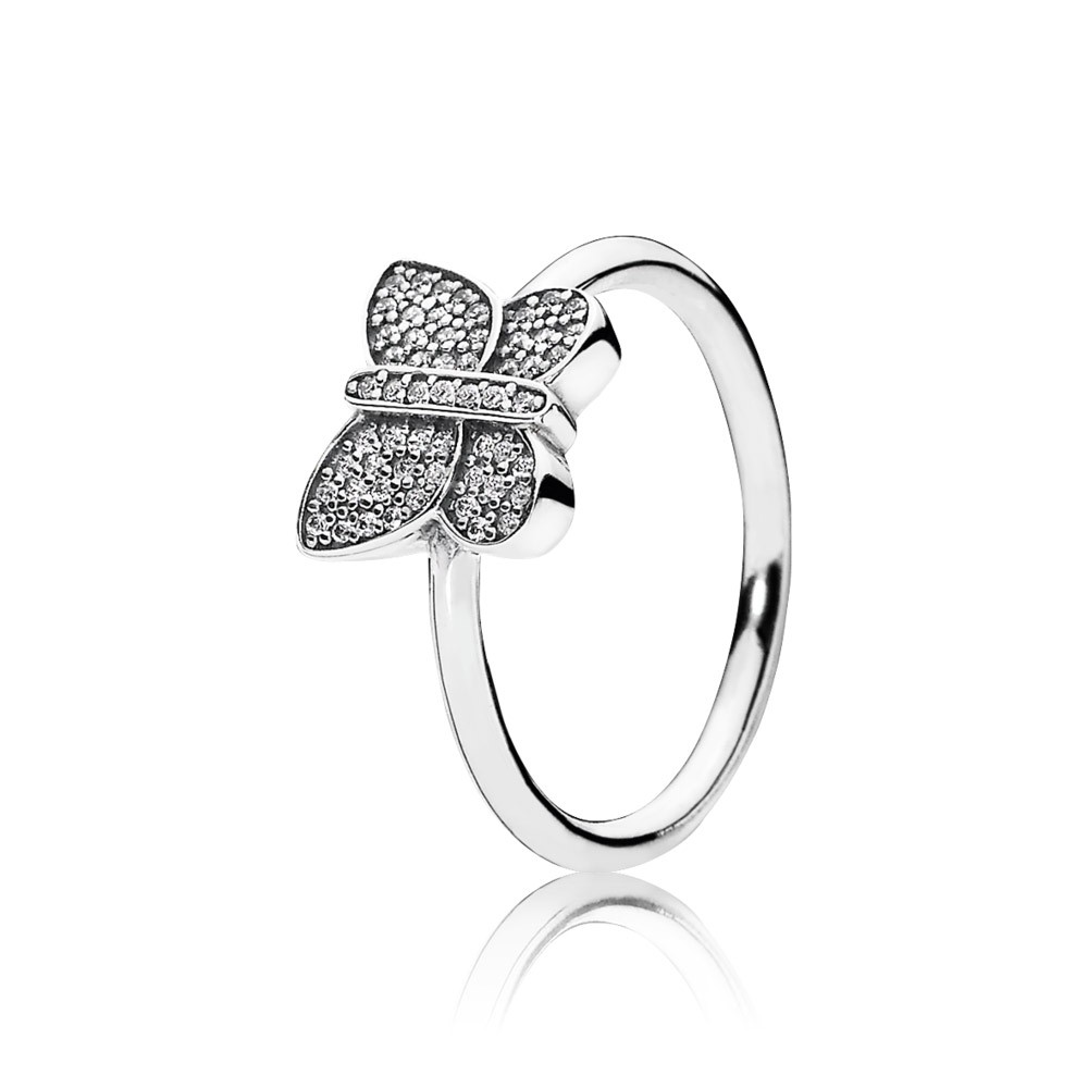 Pandora Butterfly Silver Ring With Cubic Zirconia