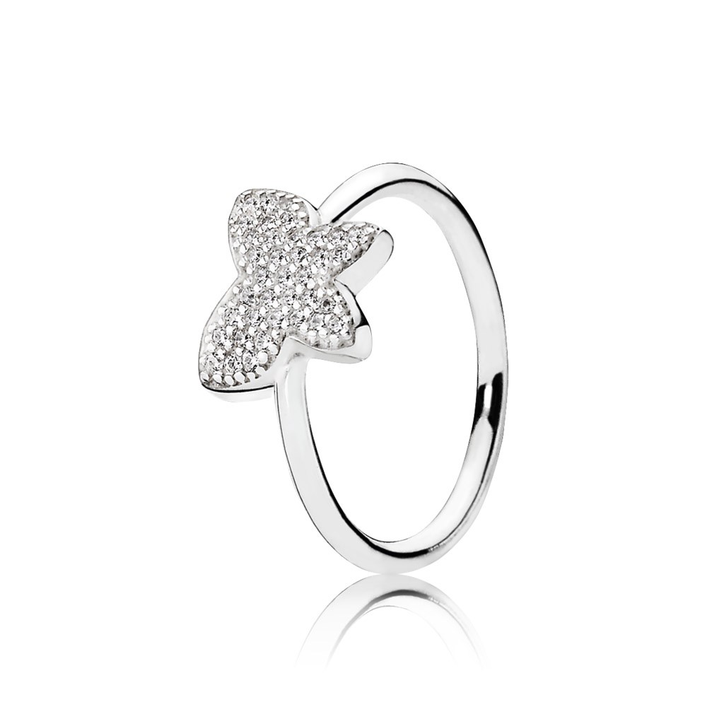 Pandora Butterfly Silver Ring With Cubic Zirconia