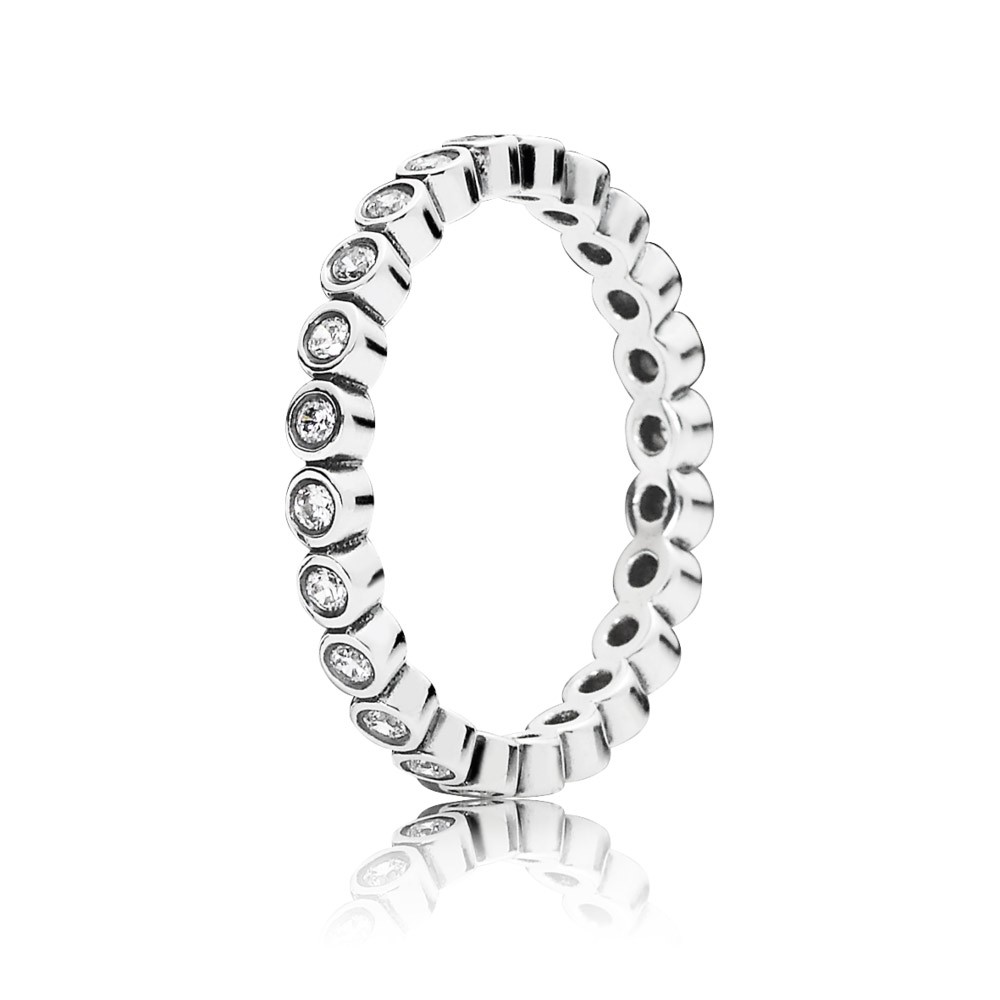 Pandora Small Round Eternity Silver Ring With Cubic Zirconia