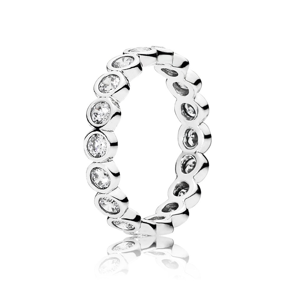 Pandora Large Round Eternity Silver Ring With Cubic Zirconia