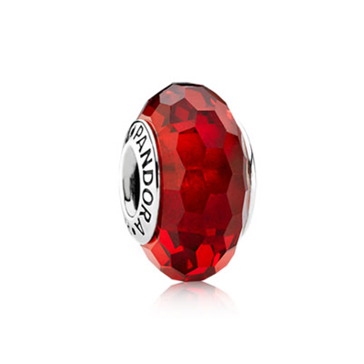 Pandora Red Faceted Glass Charm