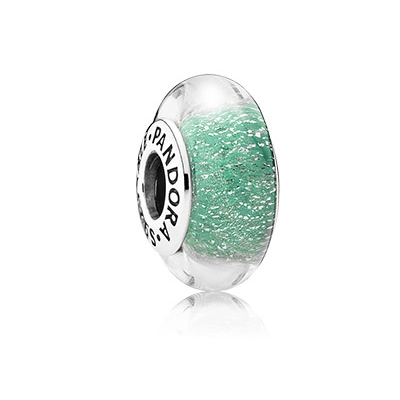 Pandora Disney Ariel silver charm with green fluorescent Murano glass