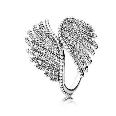 Pandora Phoenix feather silver ring with clear cubic zirconia