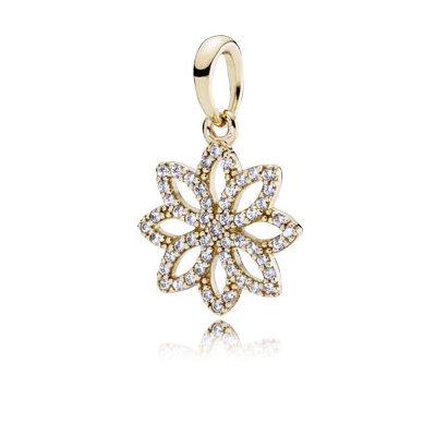 Pandora Floral pendant in 14k with clear cubic zirconia
