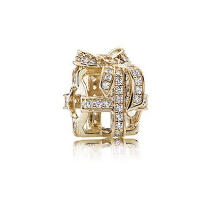 Pandora Openwork gift charm in 14k with clear cubic zirconia