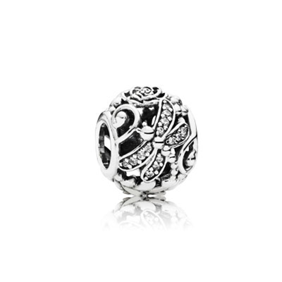 Pandora Openwork silver charm with clear cubic zirconia