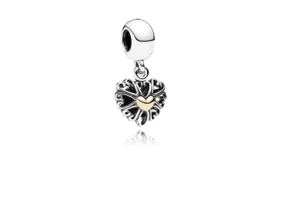 Pandora Openwork heart silver dangle with 14k heart