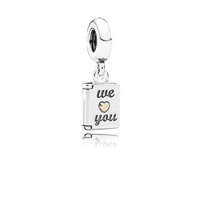 Pandora Mothers Day card silver dangle with 14k