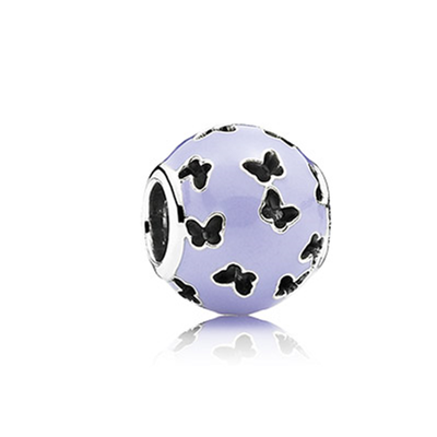 Pandora Abstract silver charm with lavender enamel and cut-out butterfli