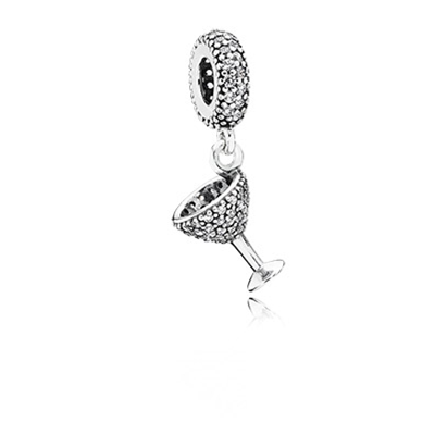 Pandora Cocktail glass silver dangle with cubic zirconia