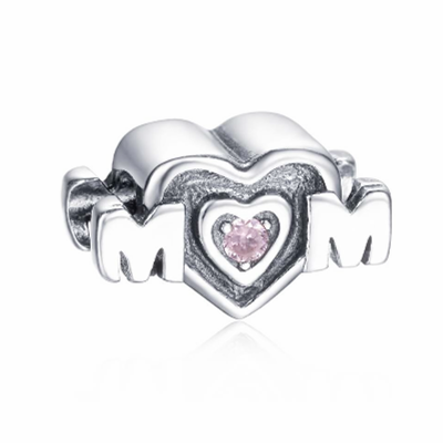 Pandora Silver Beaded Heart Mother Charms