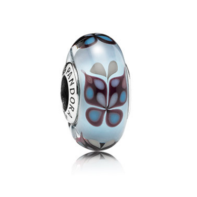 Pandora BUTTERFLY SILVER CHARM WITH LIGHT BLUE MURANO GLASS