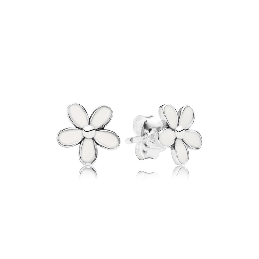 Pandora Earring Darling Daisies White Enamel