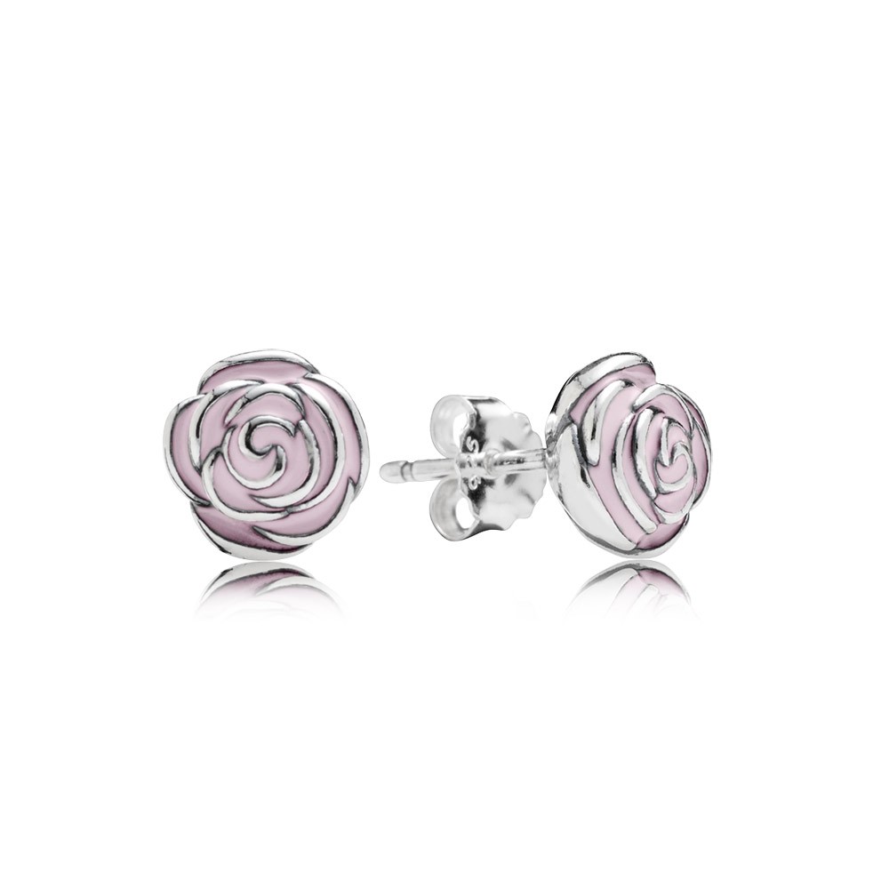 Pandora Earring Rose Garden Pink Enamel