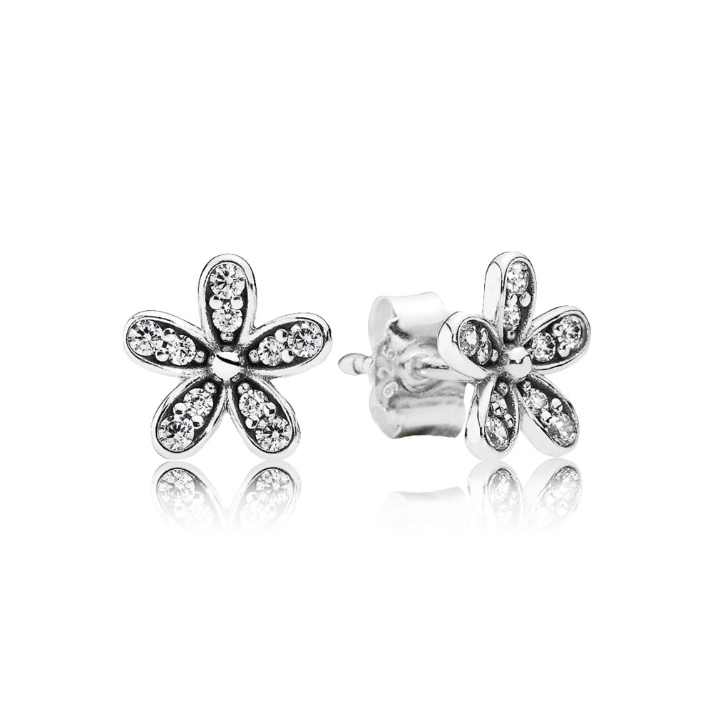 Pandora Daisy Silver Stud Earrings With Cubic Zirconia