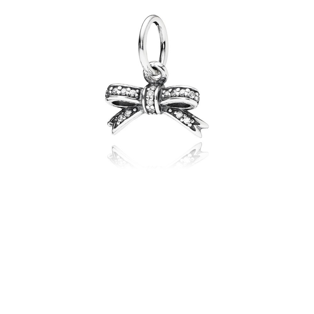 Pandora Bow Silver Pendant With Cubic Zirconia