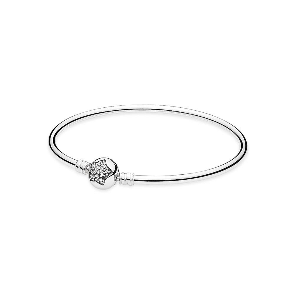 Pandora Silver Bangle Bracelet With Cubic Zirconia