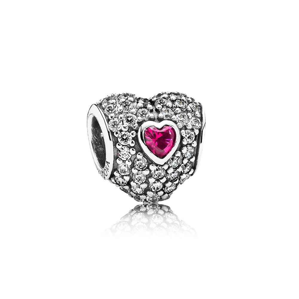 Pandora In my heart clear cz & synthetic ruby Charm