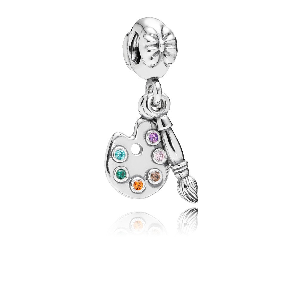 Pandora Artists Palette Silver Dangle With 6 Colors Of Cubic Zirconia
