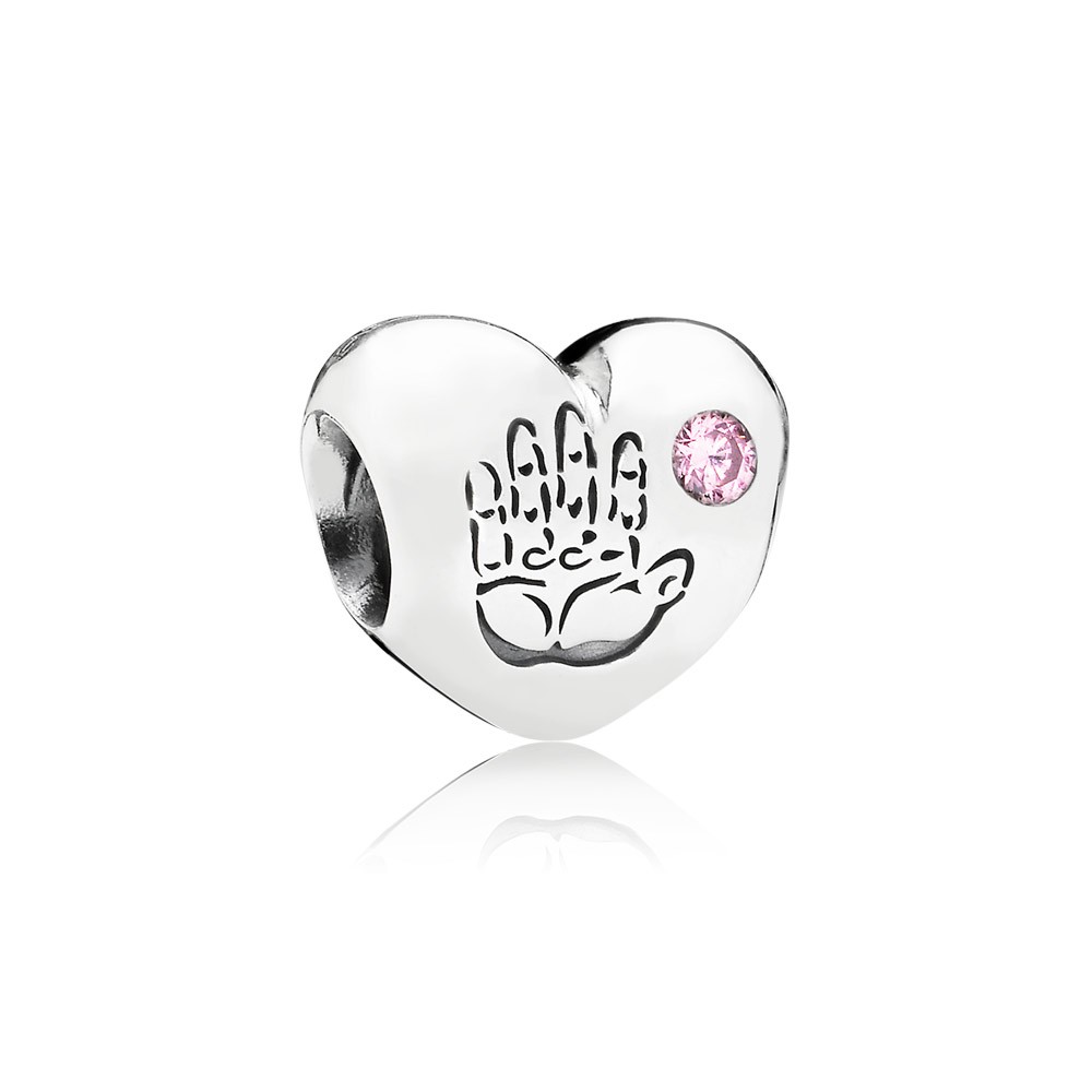 Pandora Baby Girl Silver Charm With Pink Cubic Zirconia