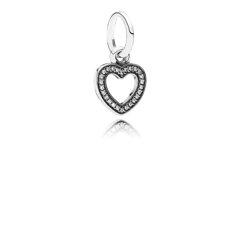 Pandora Heart Silver Dangle With Cubic Zirconia