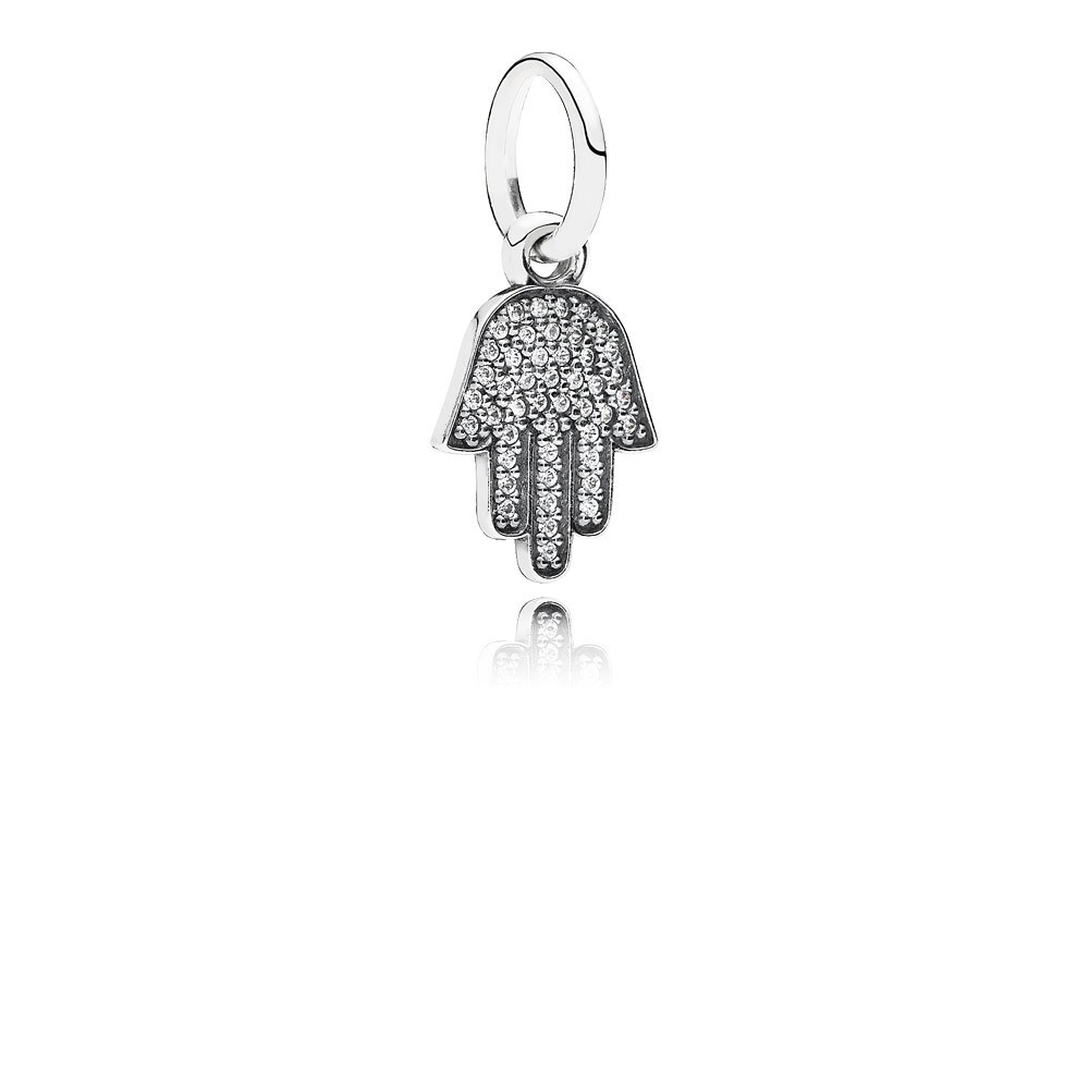 Pandora Hamsa Hand Silver Dangle With Cubic Zirconia