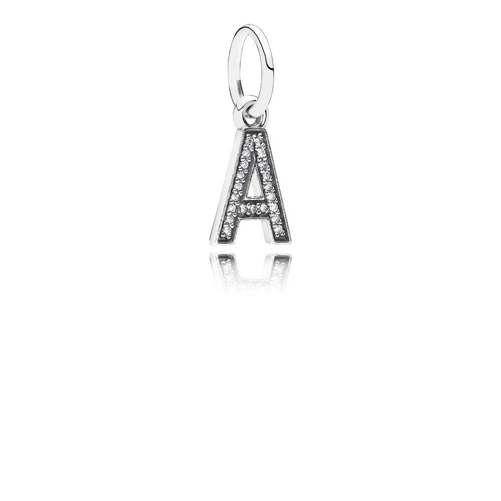 Pandora Letter A Silver Dangle With Cubic Zirconia