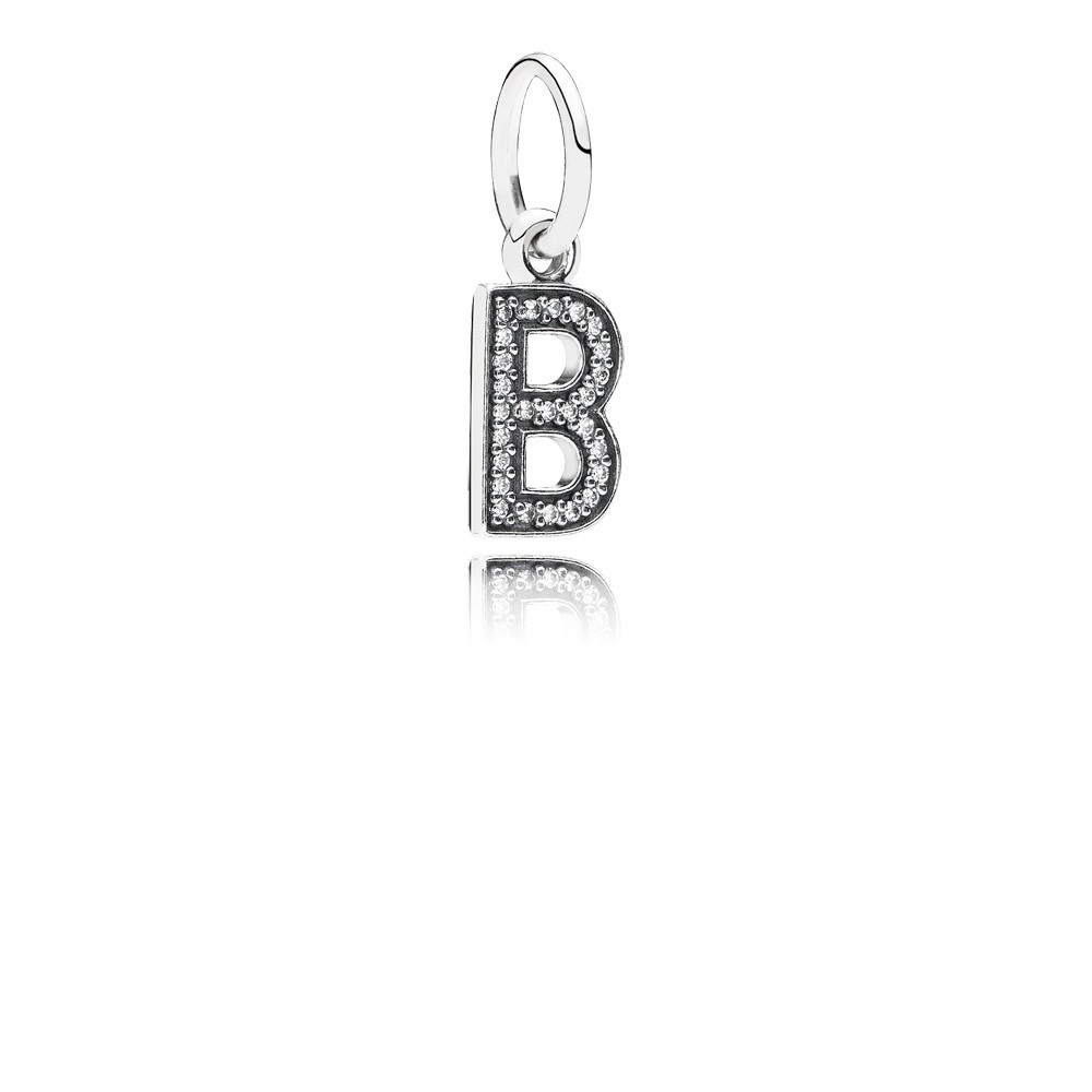 Pandora Letter B Silver Dangle With Cubic Zirconia