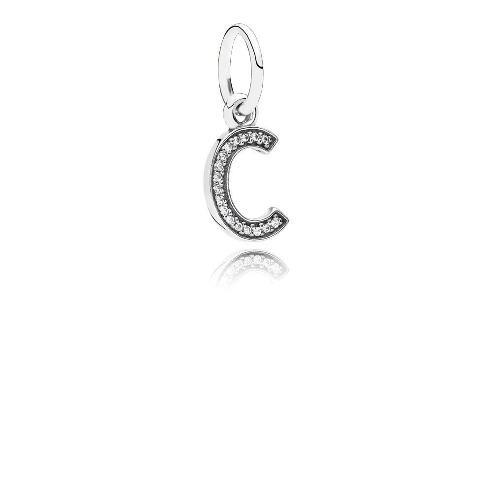 Pandora Letter C Silver Dangle With Cubic Zirconia