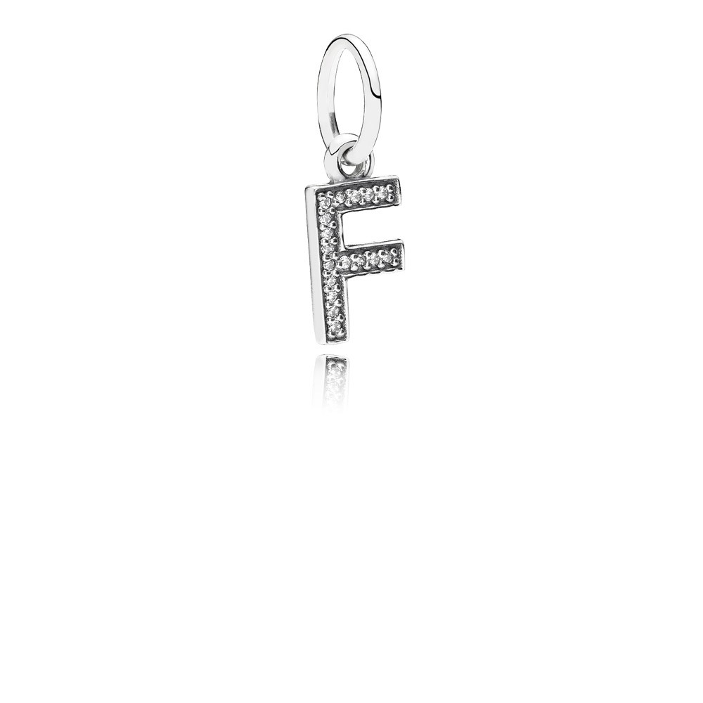 Pandora Letter F Silver Dangle With Cubic Zirconia