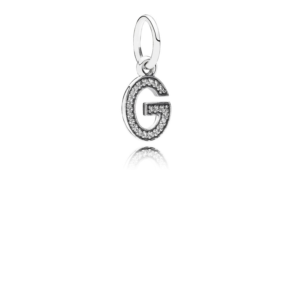 Pandora Letter G Silver Dangle With Cubic Zirconia