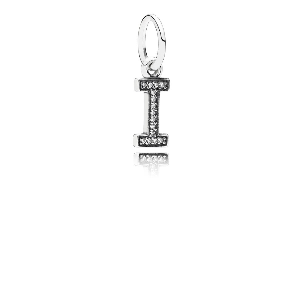 Pandora Letter I Silver Dangle With Cubic Zirconia