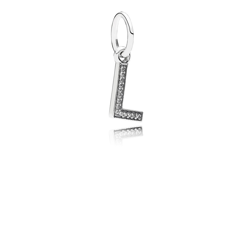 Pandora Letter L Silver Dangle With Cubic Zirconia