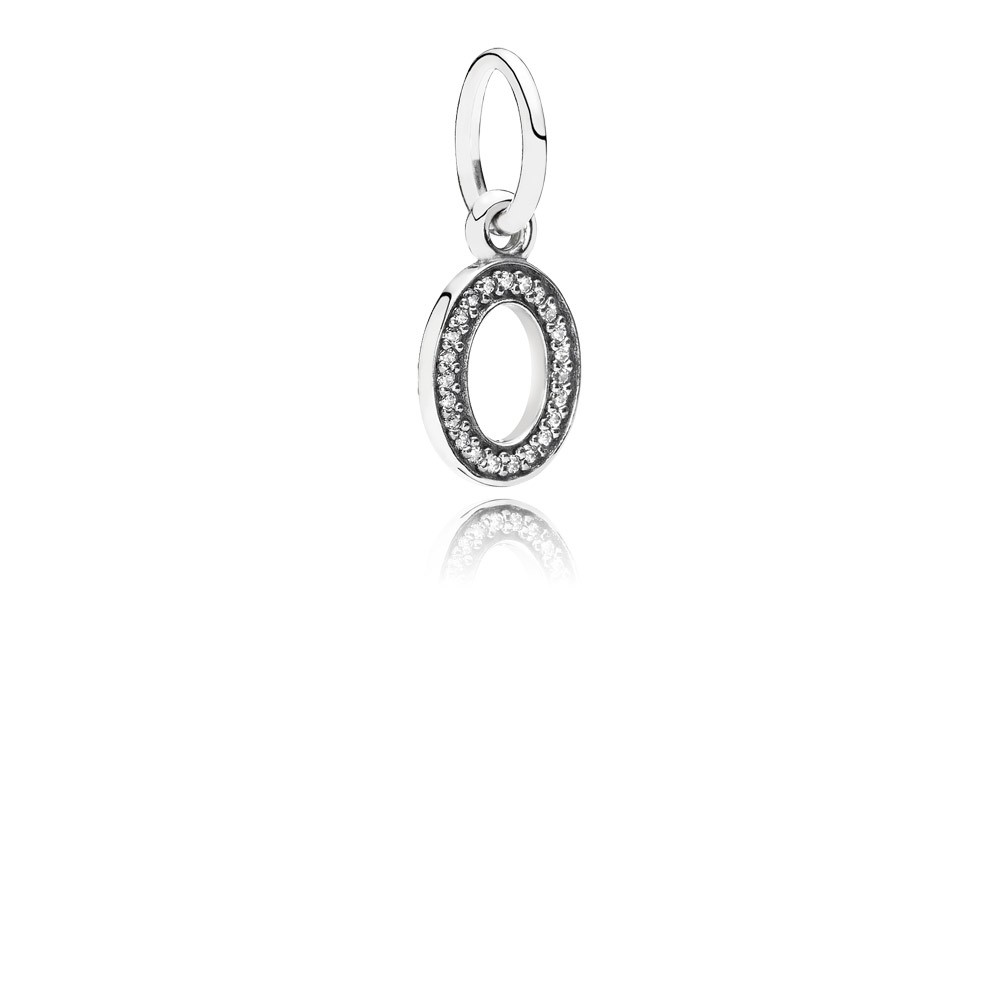 Pandora Letter O Silver Dangle With Cubic Zirconia