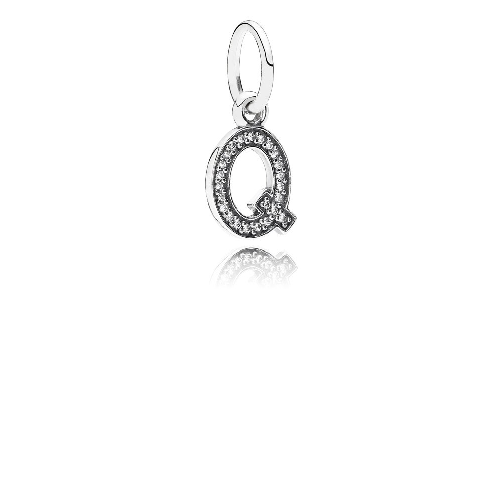 Pandora Letter Q Silver Dangle With Cubic Zirconia