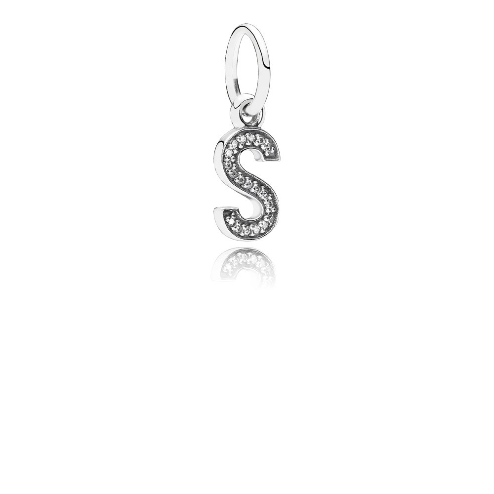 Pandora Letter S Silver Dangle With Cubic Zirconia
