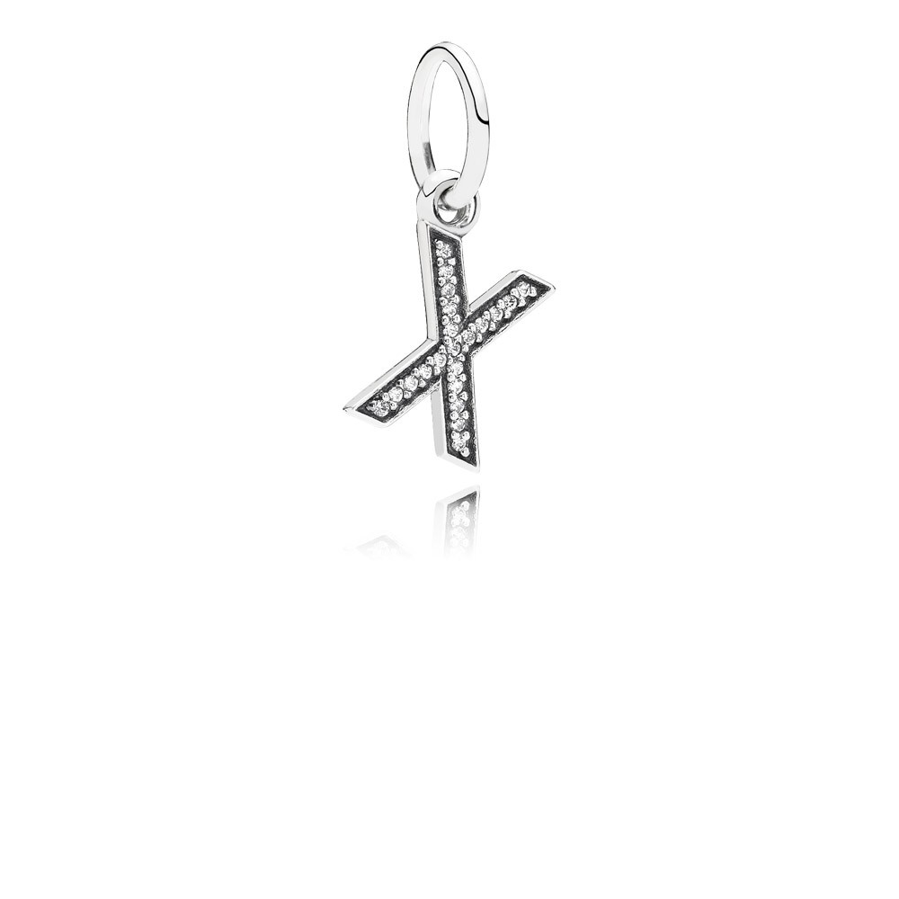 Pandora Letter X Silver Dangle With Cubic Zirconia