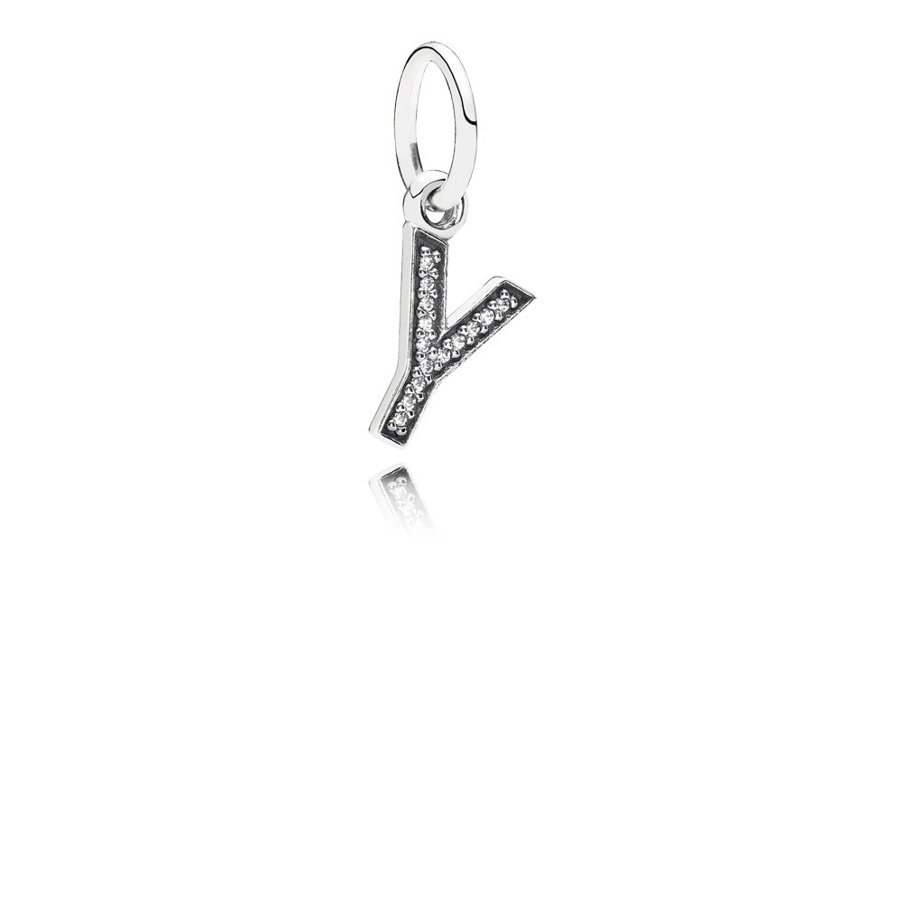 Pandora Letter Y Silver Dangle With Cubic Zirconia