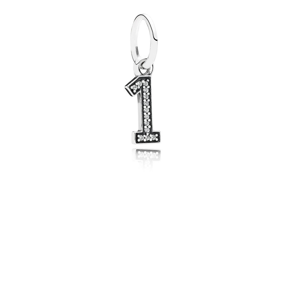 Pandora Number 1 Silver Dangle With Cubic Zirconia