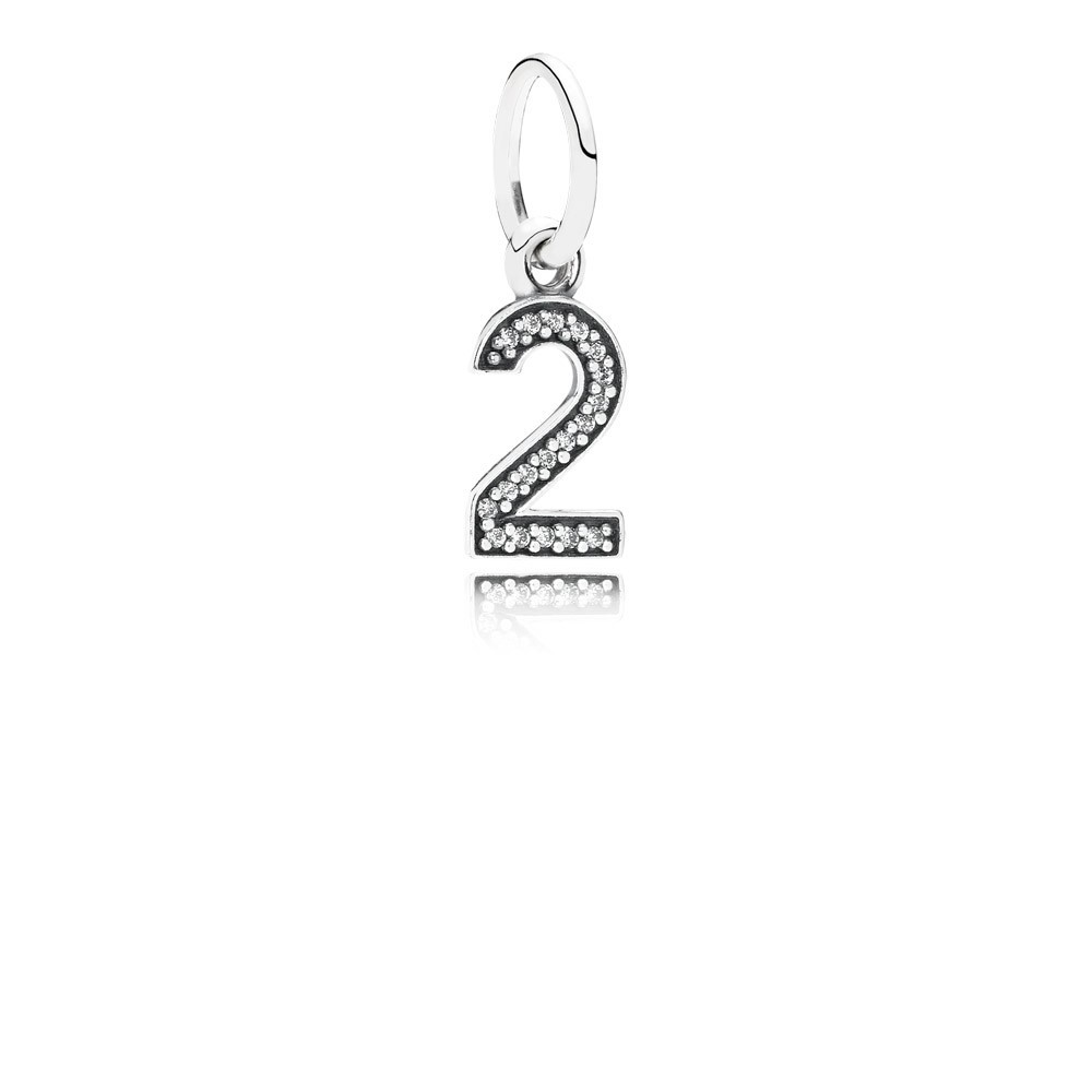 Pandora Number 2 Silver Dangle With Cubic Zirconia