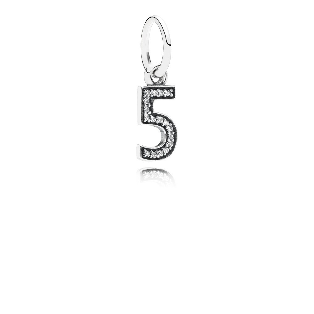 Pandora Number 5 Silver Dangle With Cubic Zirconia