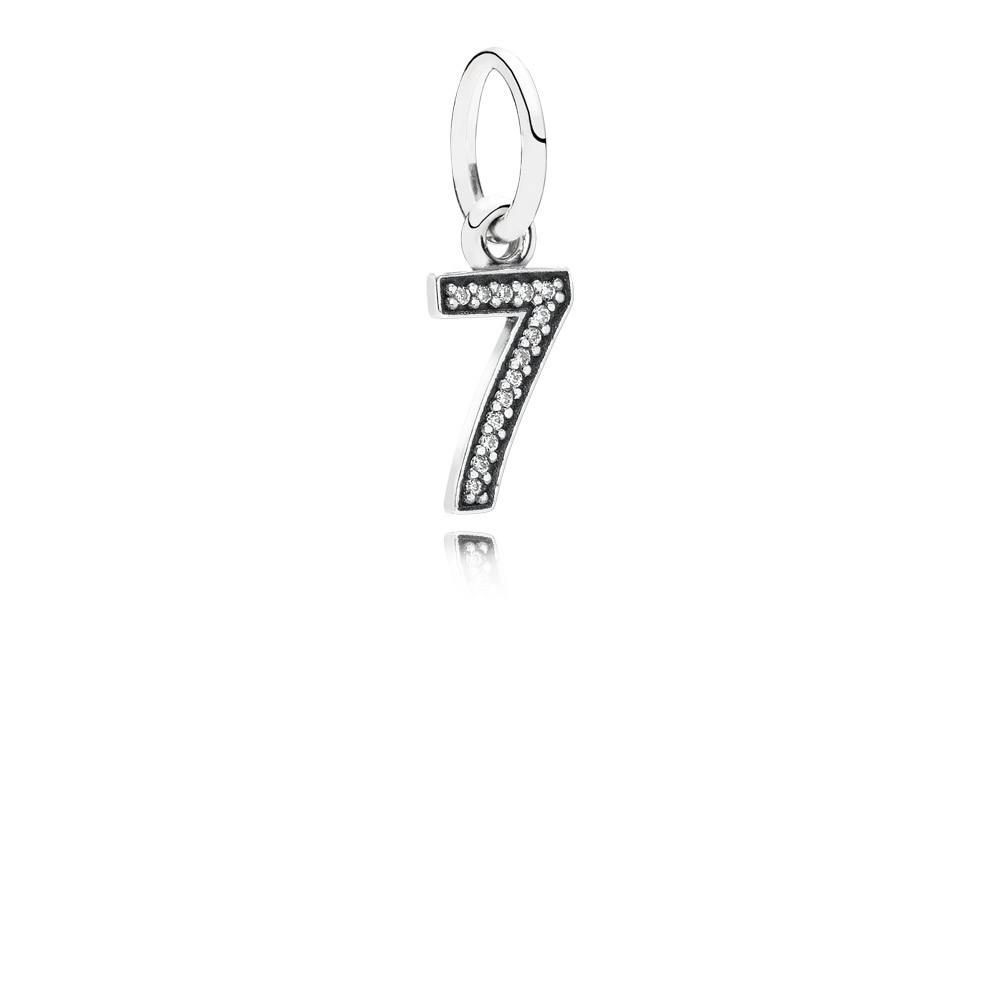 Pandora Number 7 Silver Dangle With Cubic Zirconia