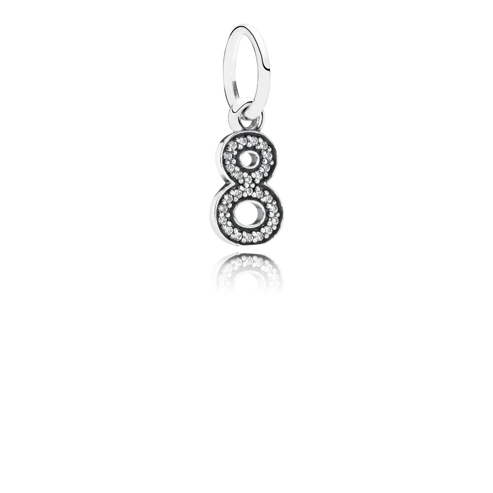 Pandora Number 8 Silver Dangle With Cubic Zirconia