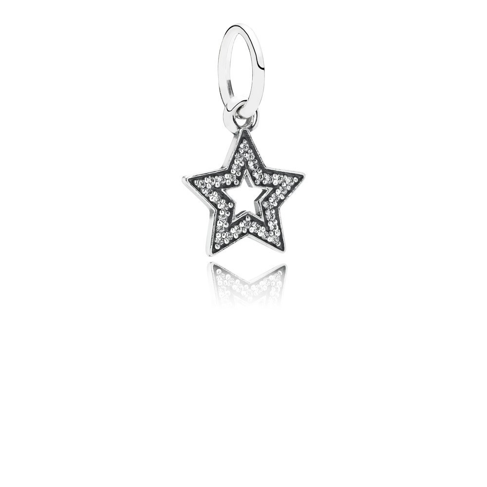 Pandora Star Silver Dangle With Cubic Zirconia