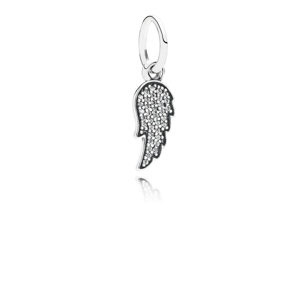 Pandora Angel Wing Silver Dangle With Cubic Zirconia