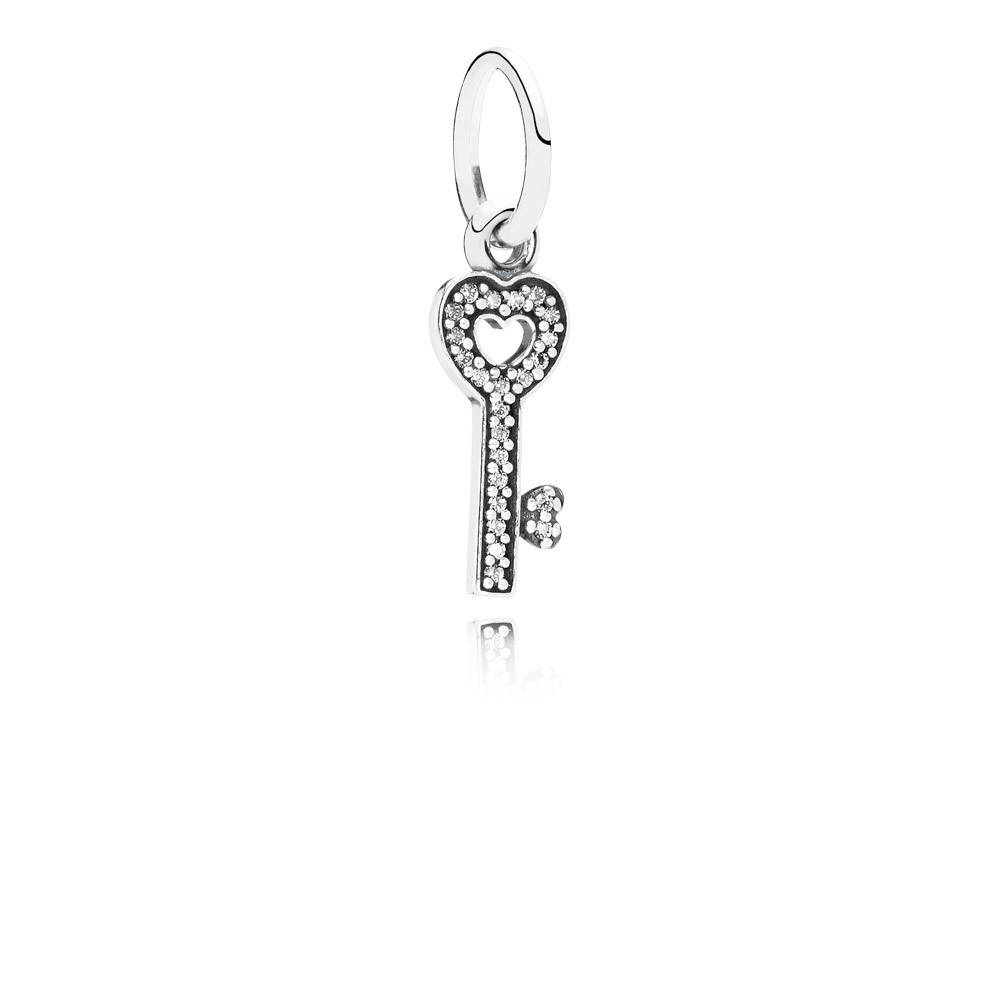 Pandora Key Silver Dangle With Cubic Zirconia