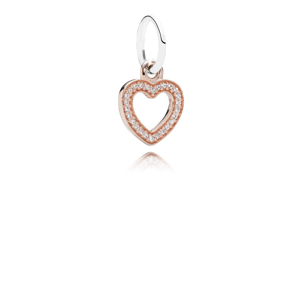 Pandora Heart Rose Gold Dangle With Silver And Cubic Zirconia