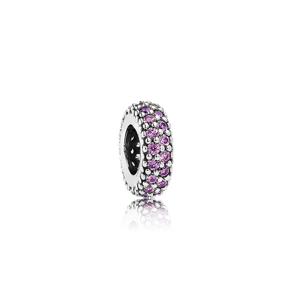 Pandora Abstract Silver Spacer With Fancy Purple Cubic Zirconia